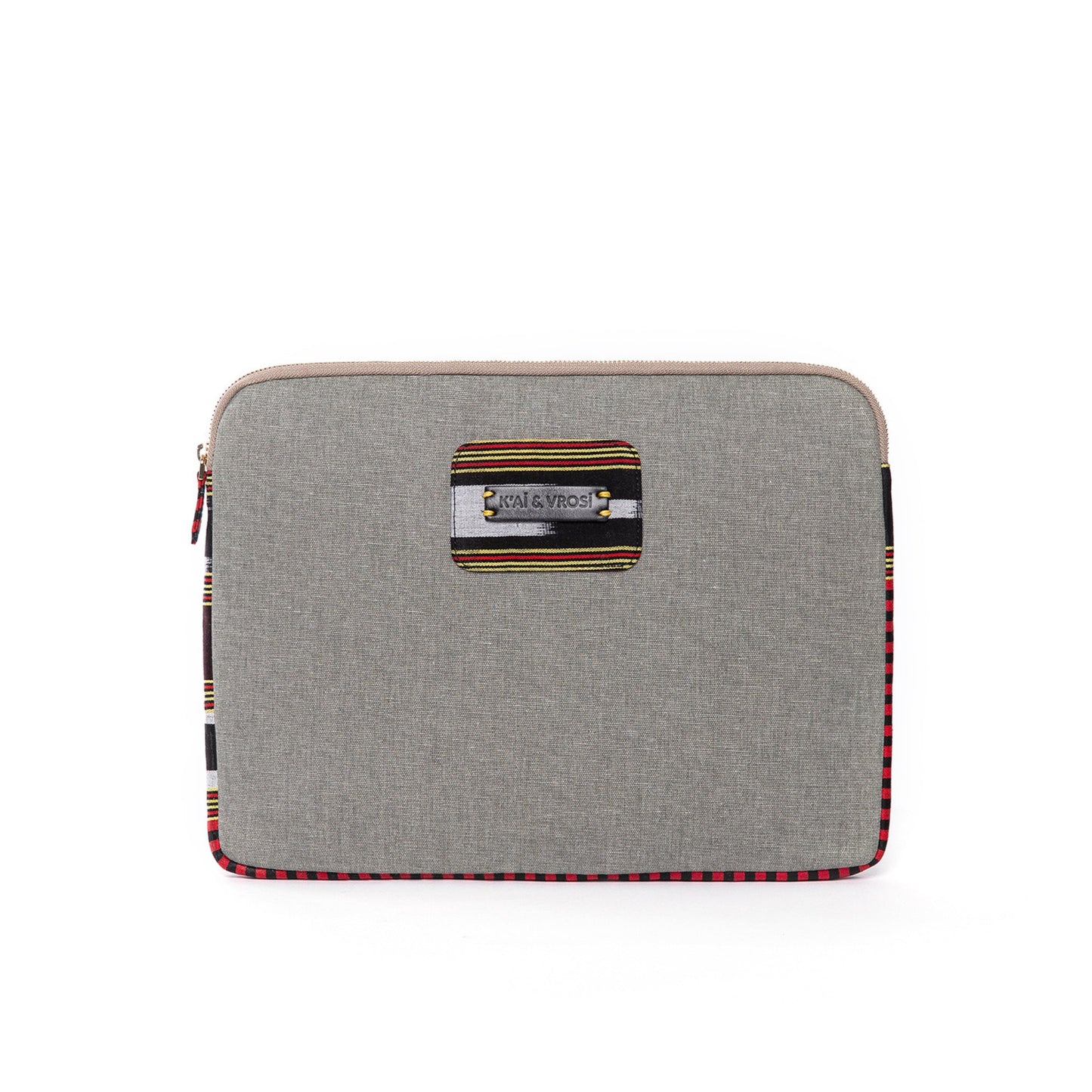 Zipped, Patterned, Gray Canvas Laptop Case for 13" 14"