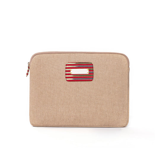 Zipped Cream Canvas Laptop Case for 13" 14"