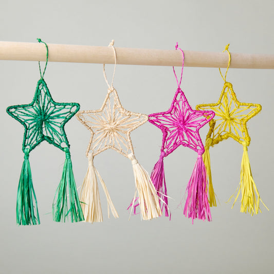 Abaca Parol Star Ornaments, Set of 4