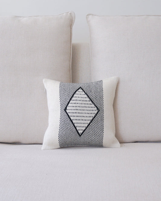 Diamante Square Textile Small Pillow in Ivory