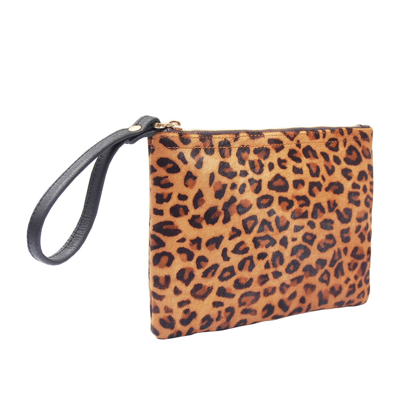 Leopard Leather Wallet Wristlet Clutch