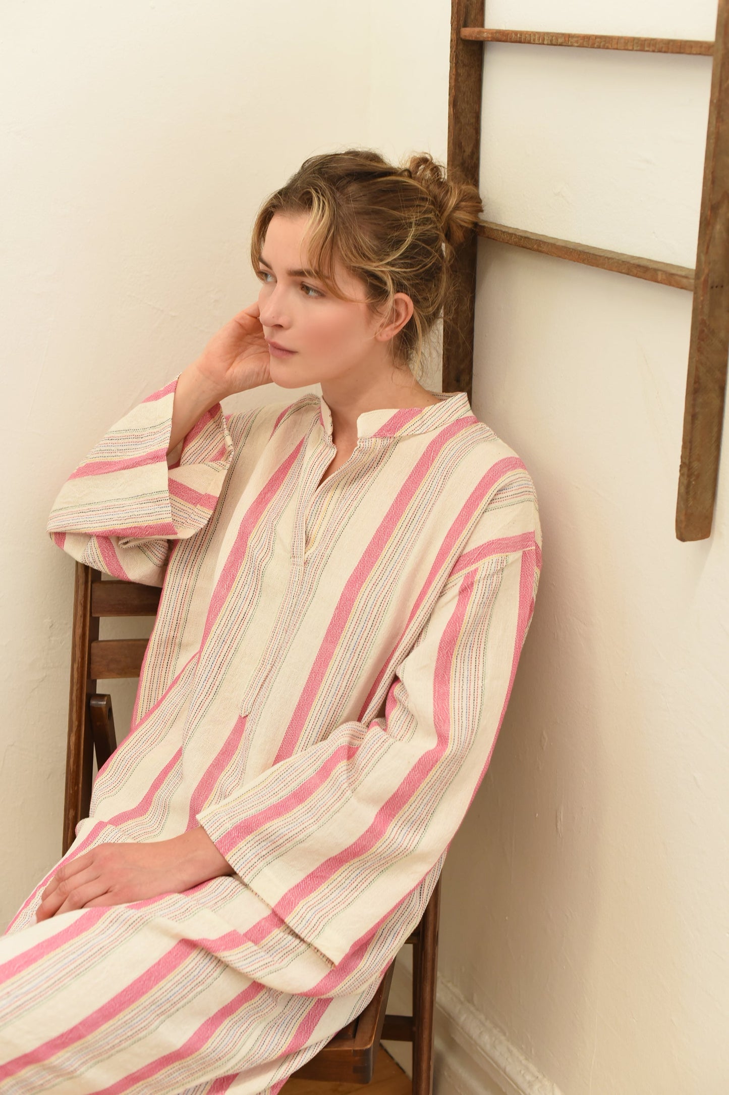 Pink Ivory Montauk Long Sleeve Maxi Kaftan