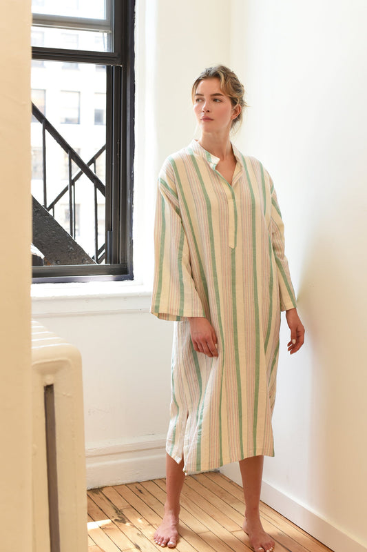 Green Ivory Montauk Long Sleeve Maxi Kaftan