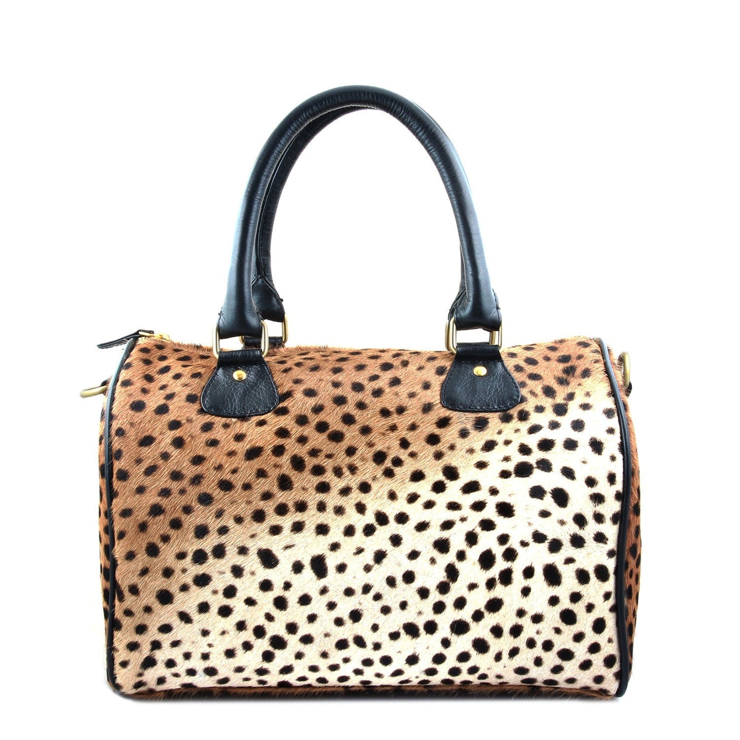 Leopard Leather Barrel Bag