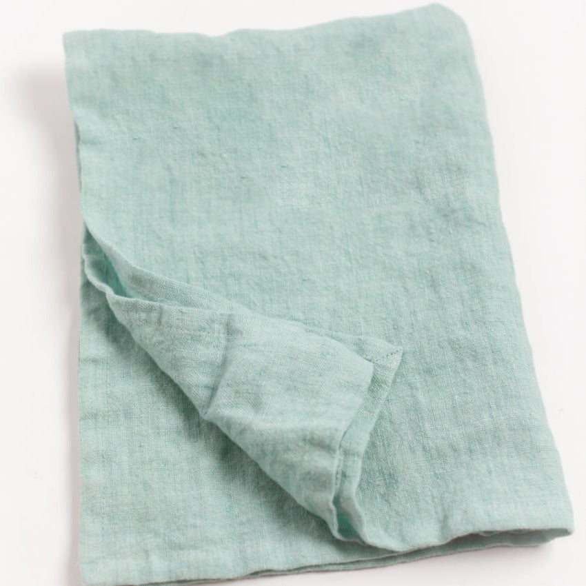 Stone Washed Linen Tea Towel - Ocean Spray