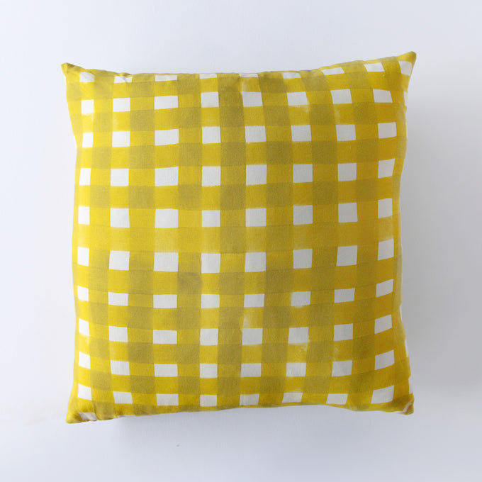 Yellow Cross-Hatch Pillow