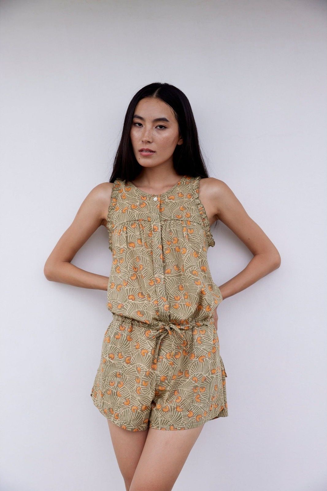 Hand-Printed Simané Romper