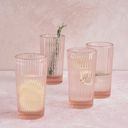 Pink Tall Glasses - Set of 4