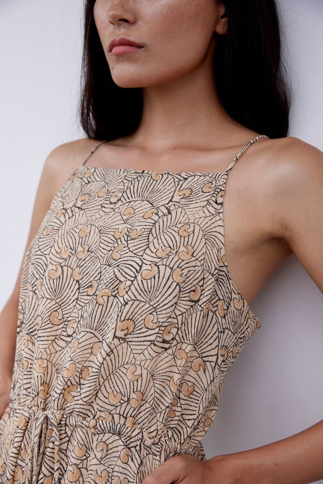 Hand-Printed Simané Jumpsuit (Desert Sand)