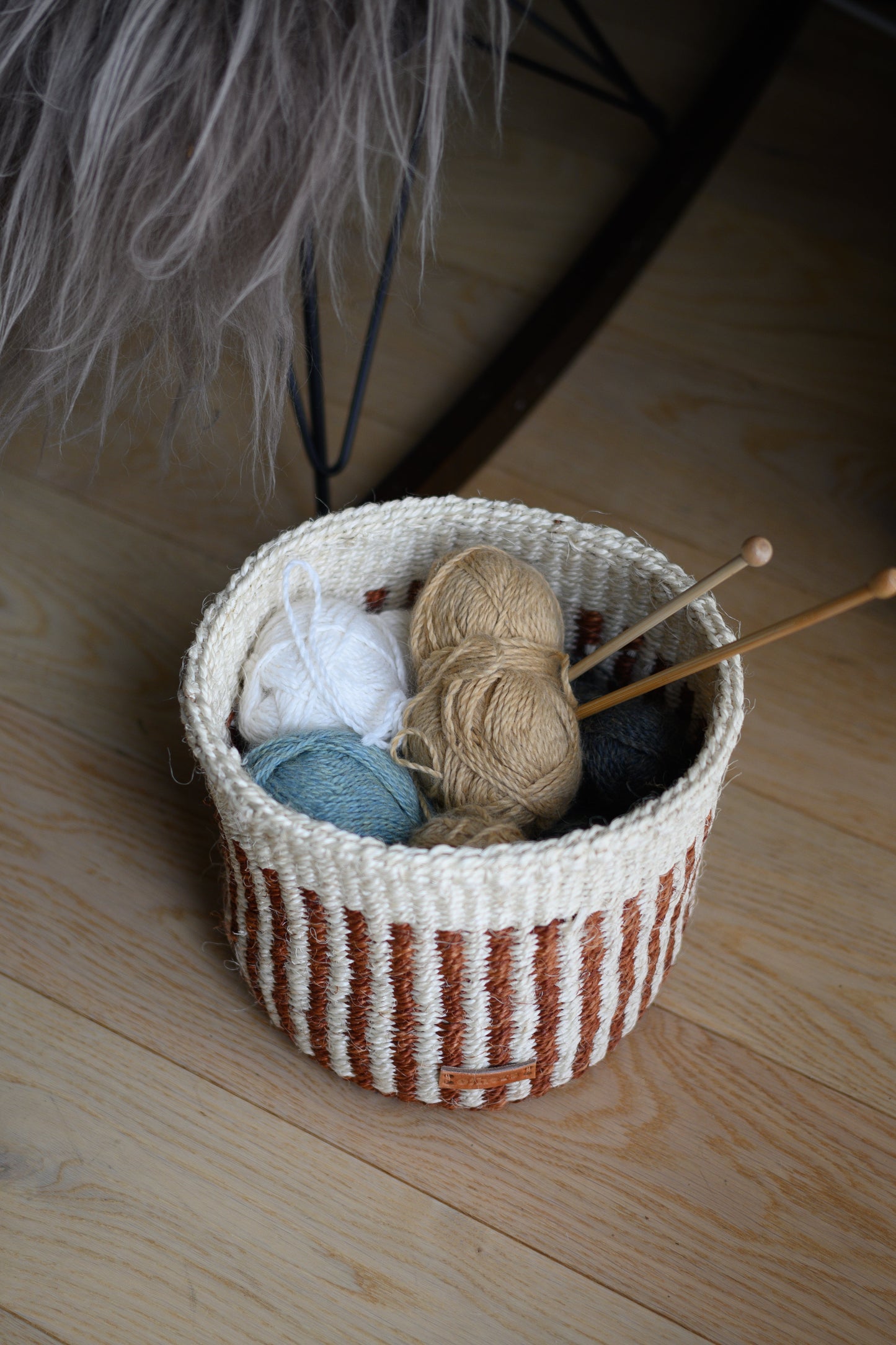 Others Sisal Basket with Brown Stripe