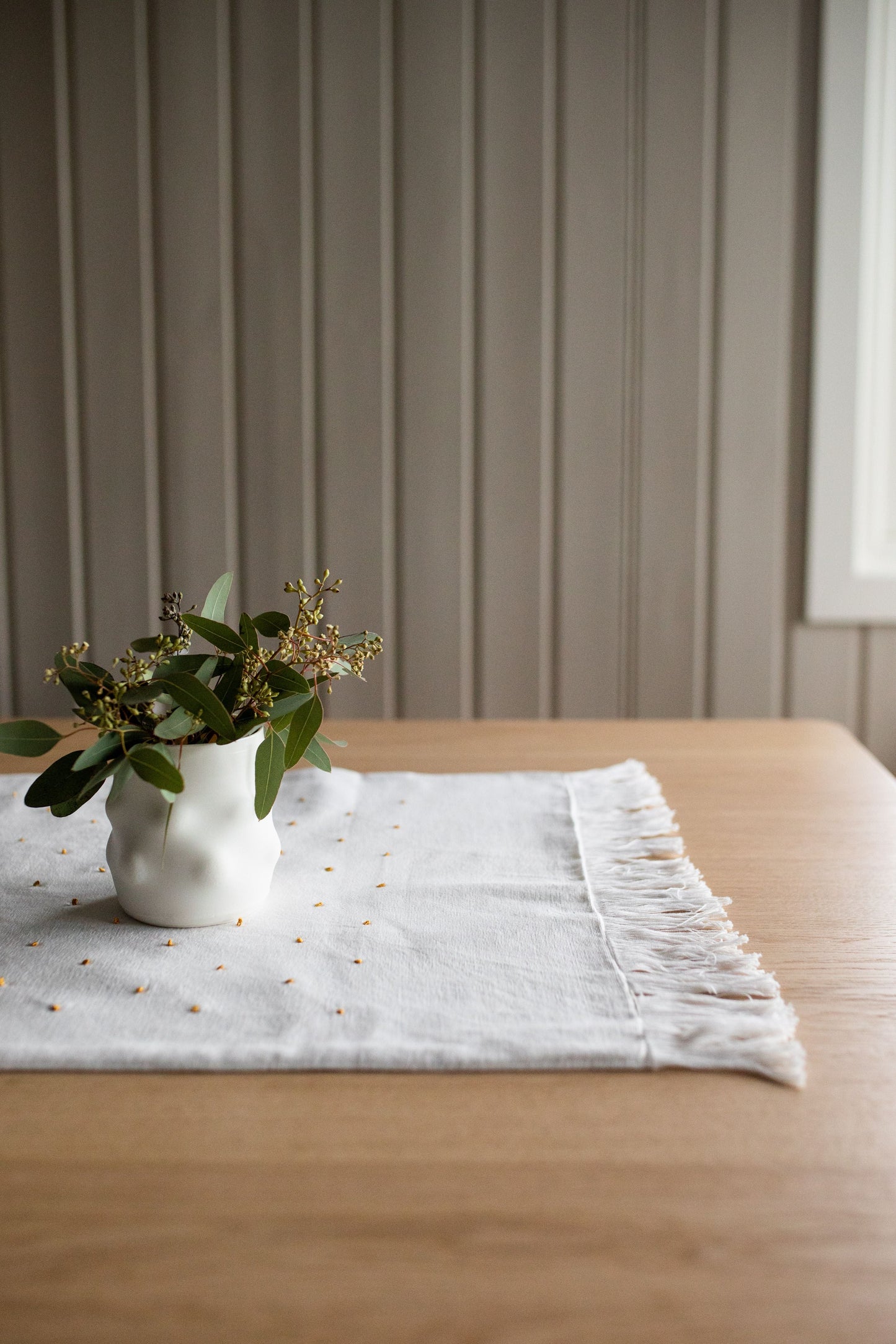 Others Embroidered Table Runner Yellow Dots