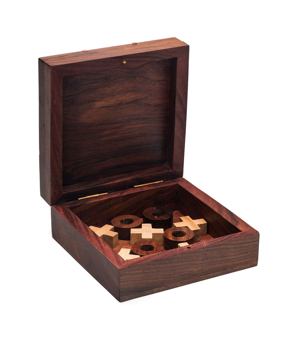 Tic Tac Toe Travel Game Set - Handcrafted Wood