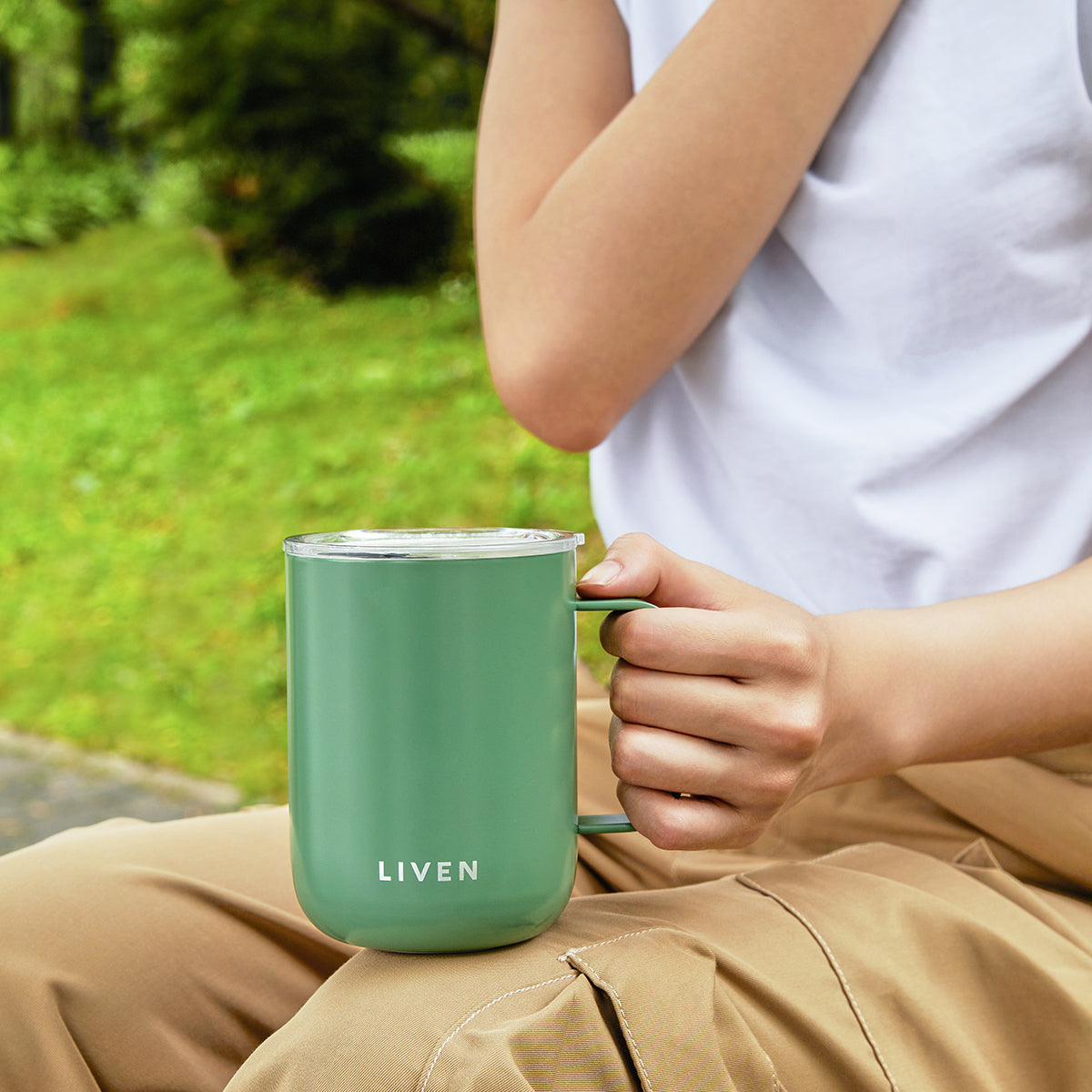 Liven Glow™ Ceramic-Coated  Stainless Steel Camp Mug 16 oz