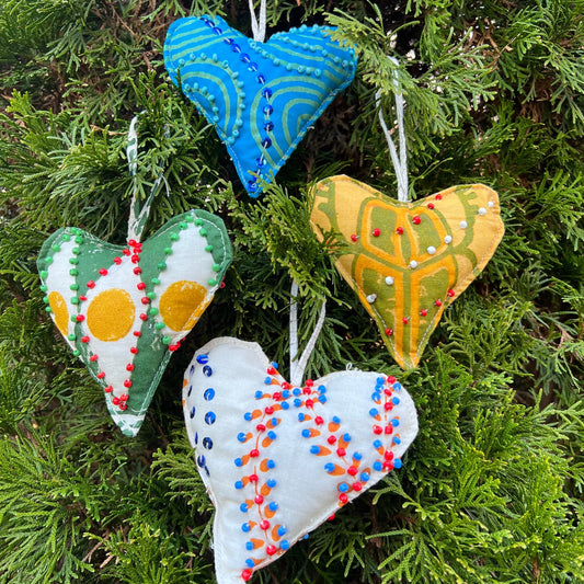 Hand Block Printed Ornament ~ Heart