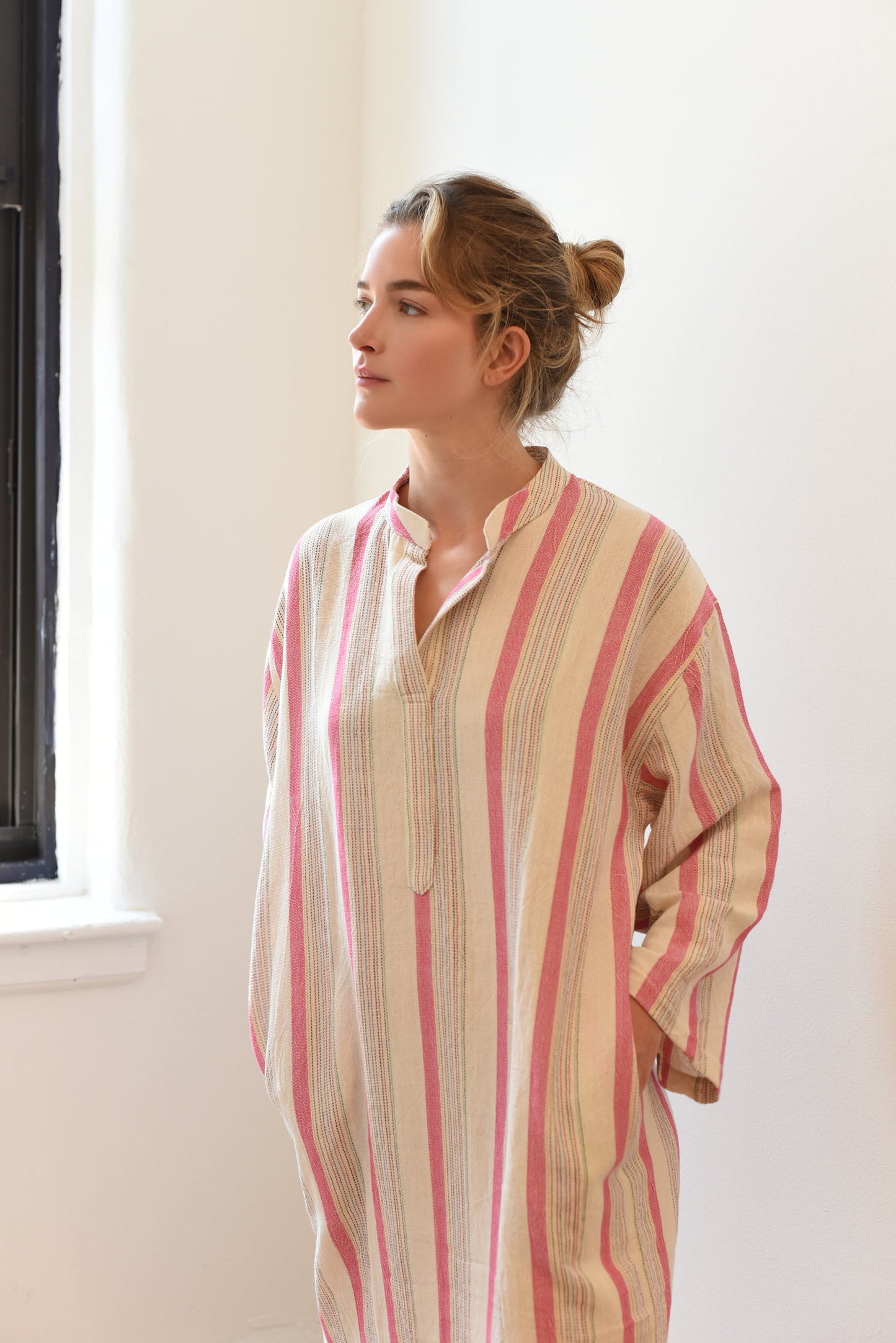 Pink Ivory Montauk Long Sleeve Maxi Kaftan