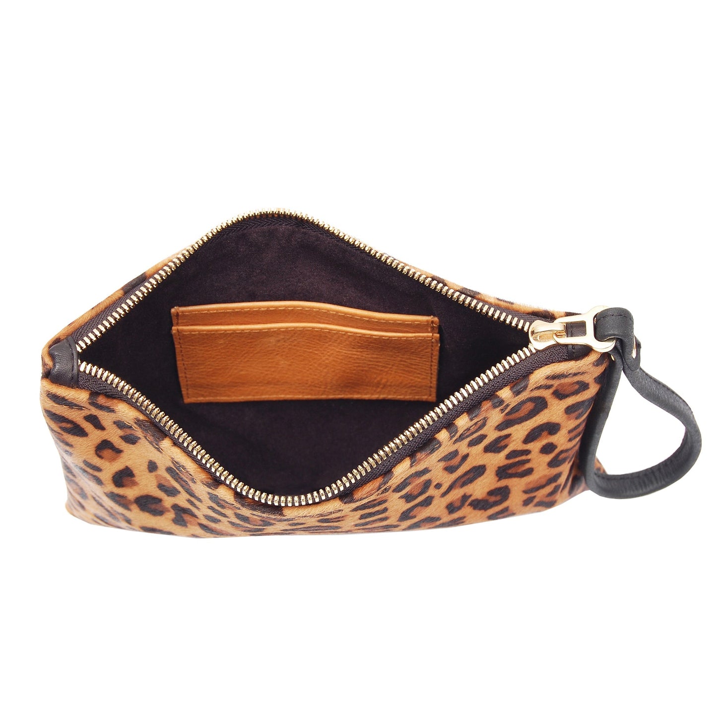 Leopard Leather Wallet Wristlet Clutch