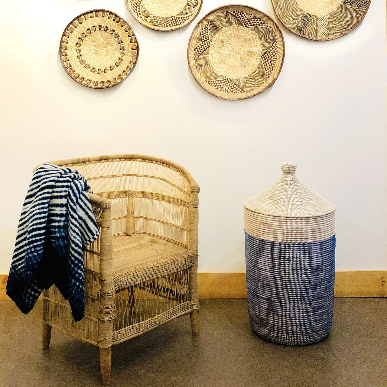 Large Two-Tone Basket - Navy + White