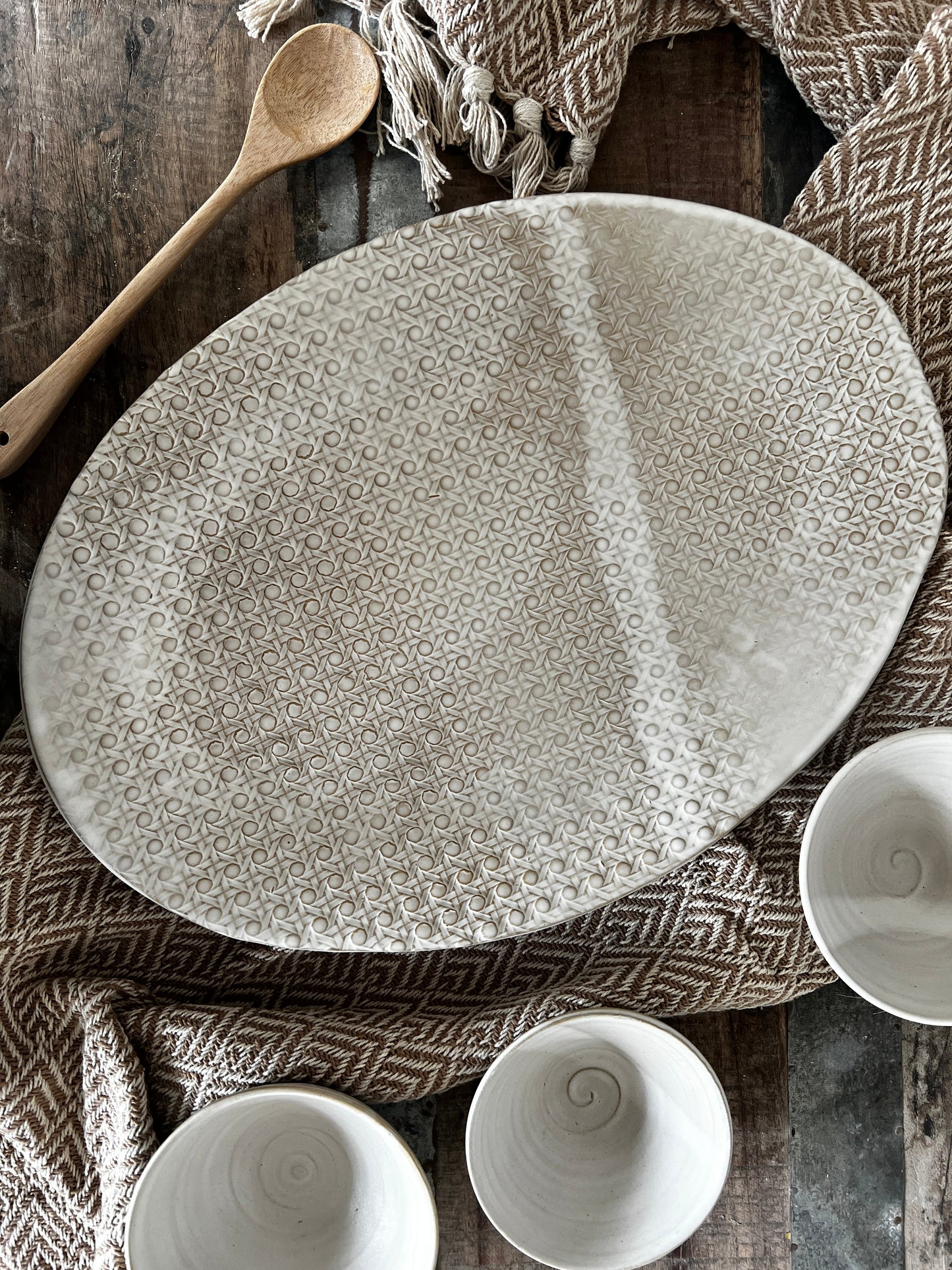 Sandalwood Caned Statement Platter