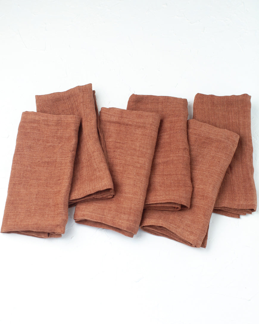 Stone Washed Linen Hemmed Dinner Napkins