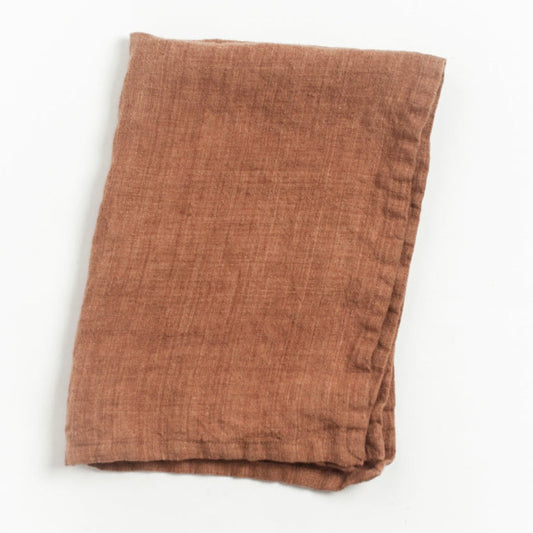 Stone Washed Linen Tea Towel - Terracotta