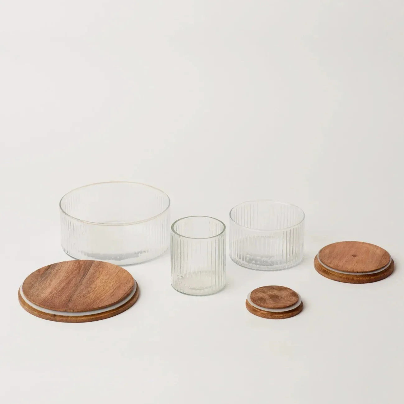 Fluted Glass Storage Jars - set of 3