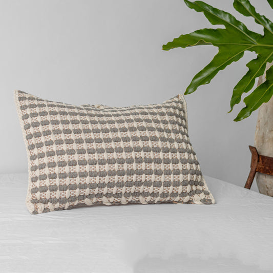 Lattice Pillow Cover - Bone w/ Cocoa and Grey