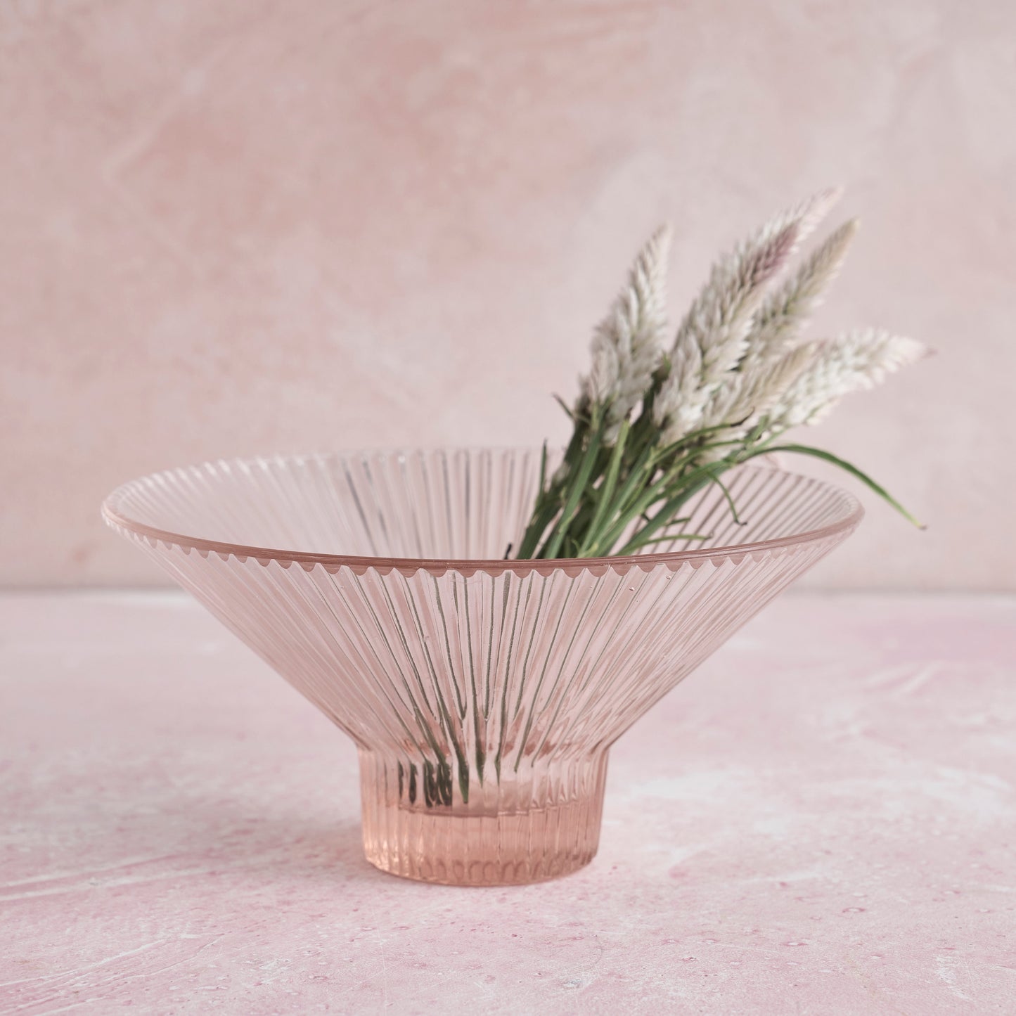 Pink Glass Low Bowl