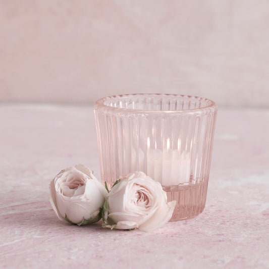 Pink Glass Tealight / Votive Holders - Set of 4