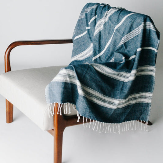 Aden Throw - Navy / Natural