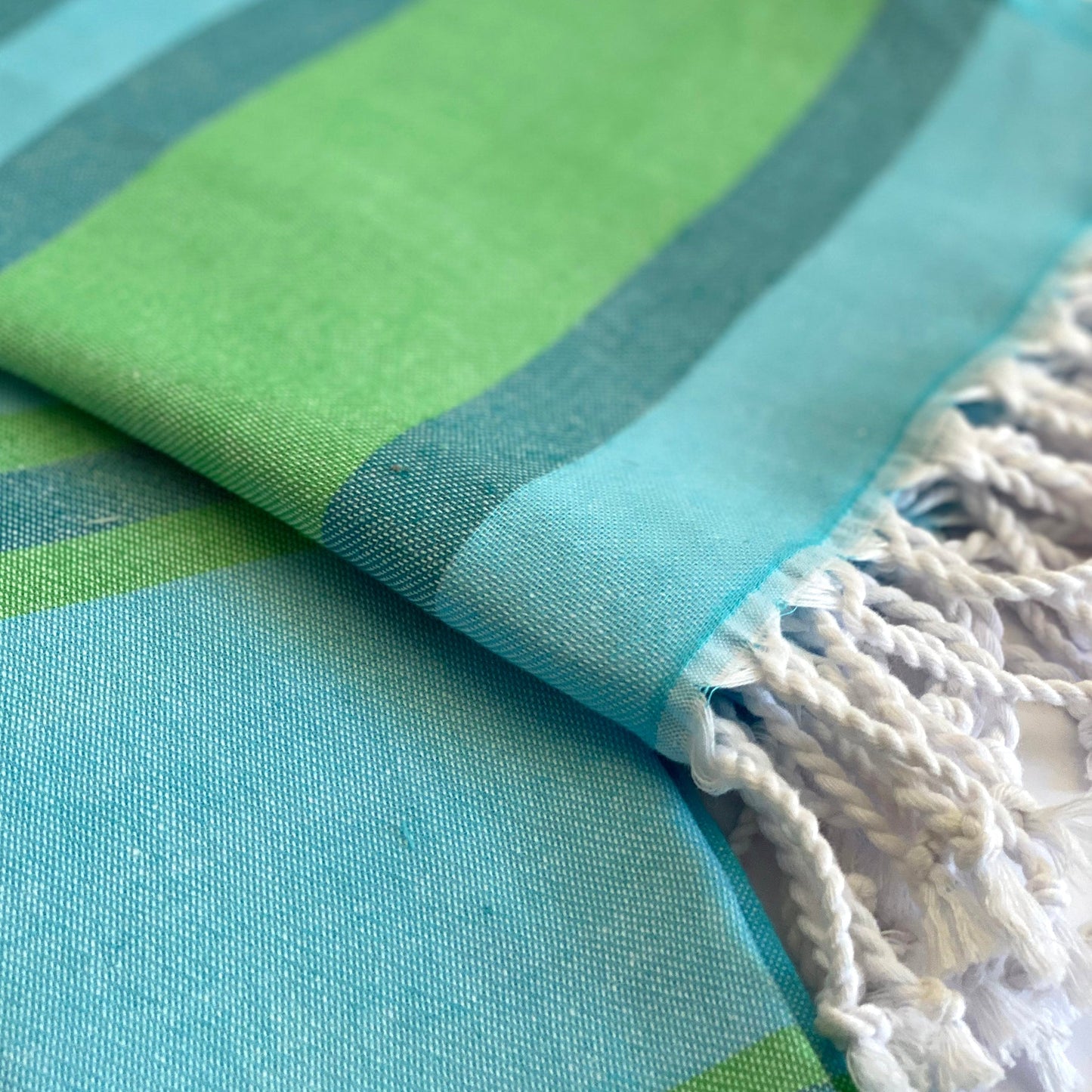 Samara Striped Sustainable Turkish Towel  Green