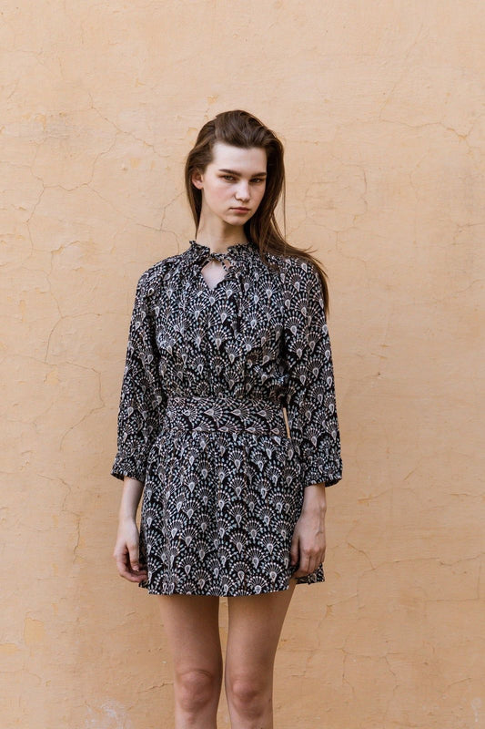 Hand-Printed Dree Mini Dress (Lurex)