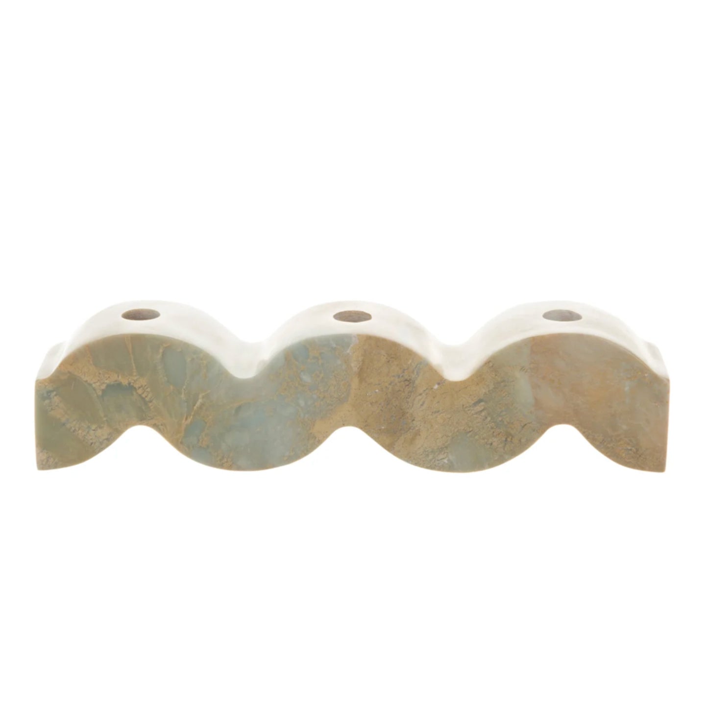 Wavy gemstone candelabra - Creamy Soapstone