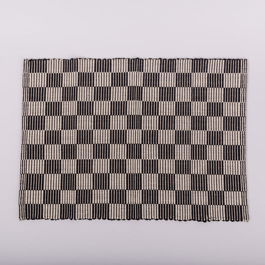 S/4 Handloomed Checkered Placemats - Black