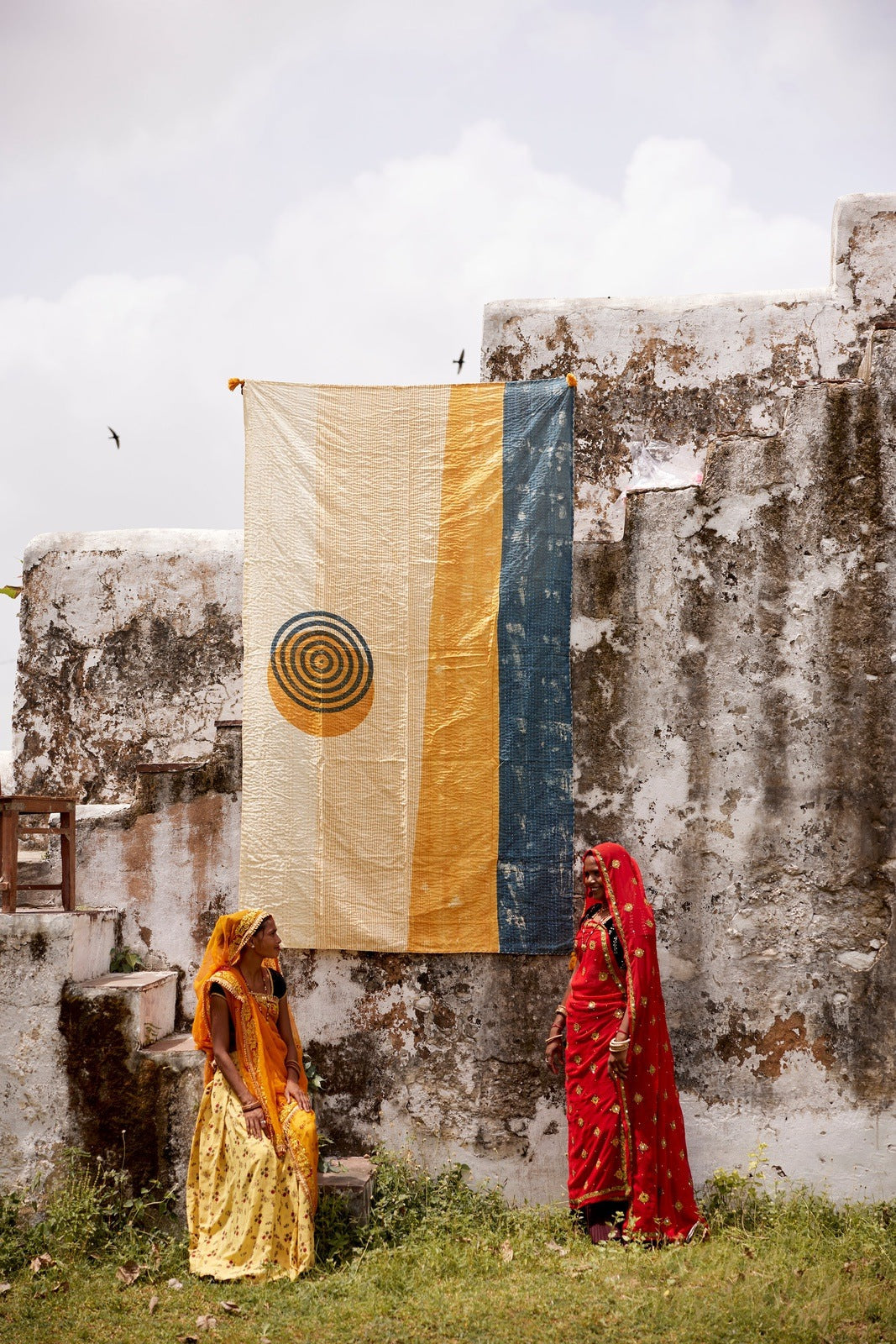 Spiral Kantha Throw