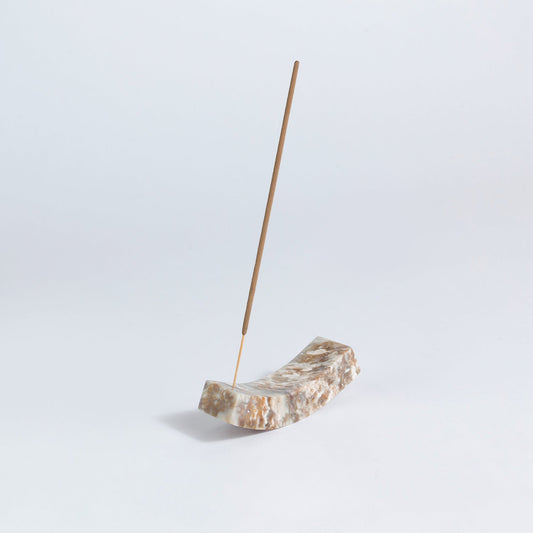 Smile gemstone incense holder - creamy soapstone