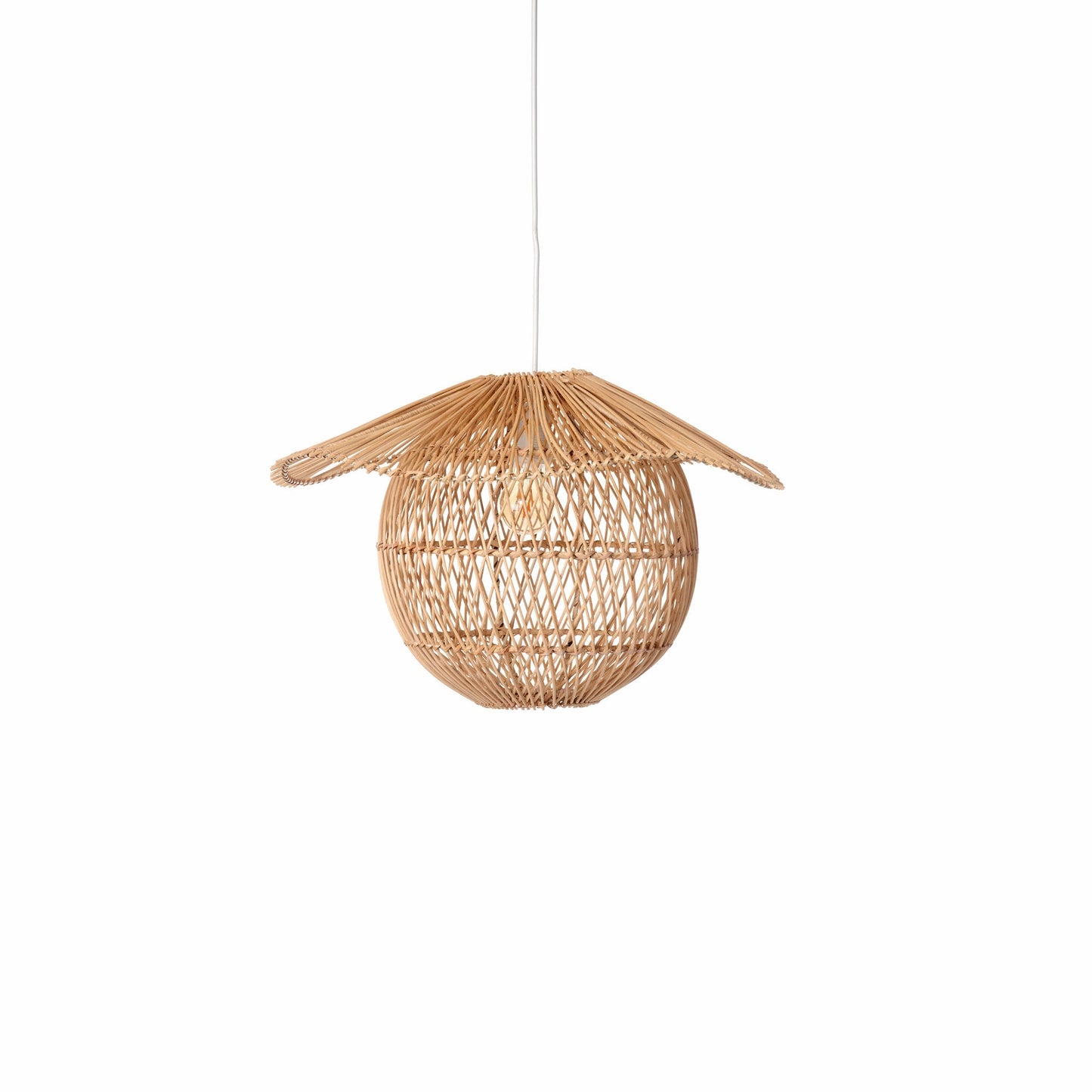 Rattan Lotus Orb Pendant Light