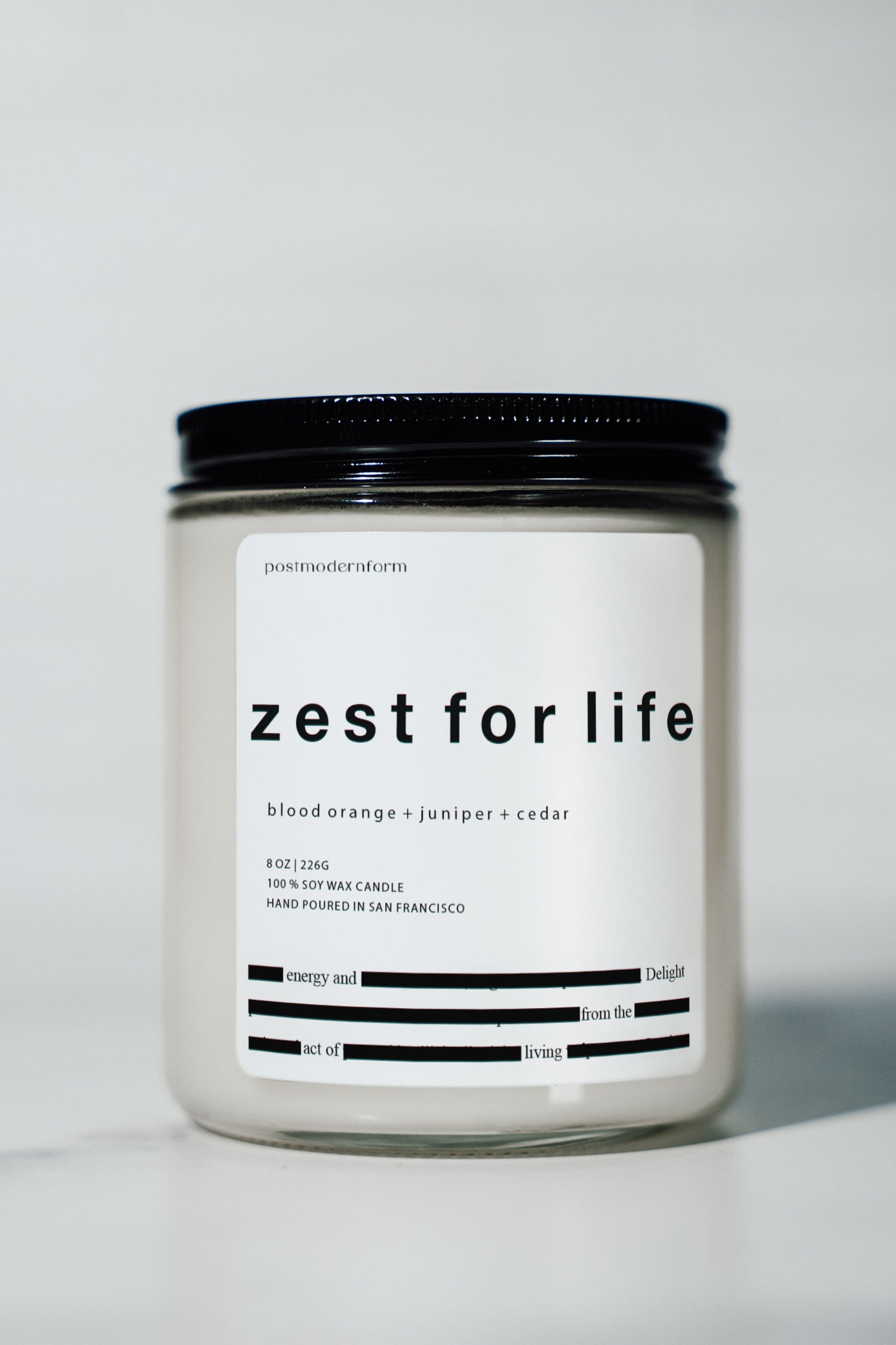 zest for life / blood orange + juniper + cedar candle