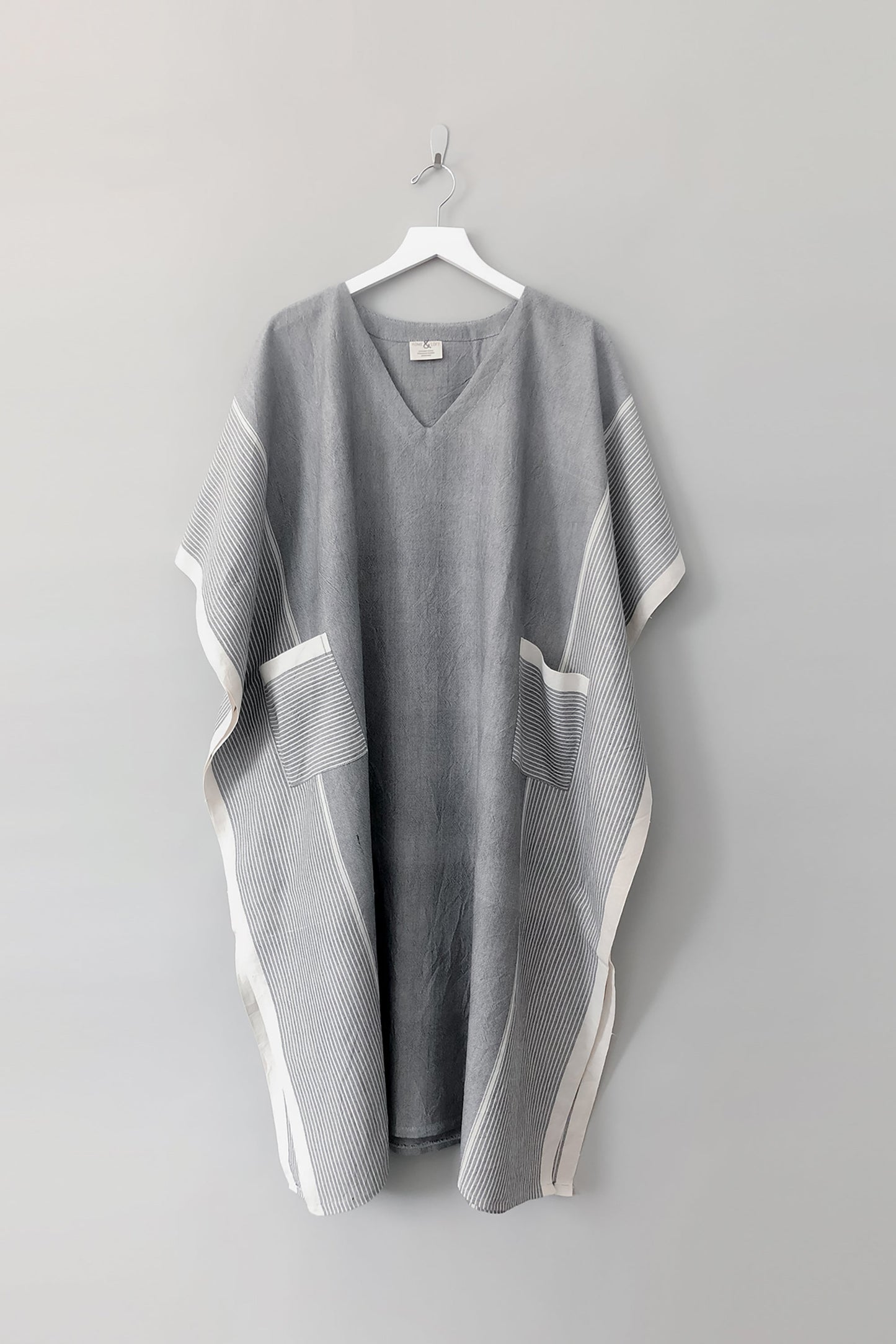 Grey Stripe Tribeca V-Neck Kaftan