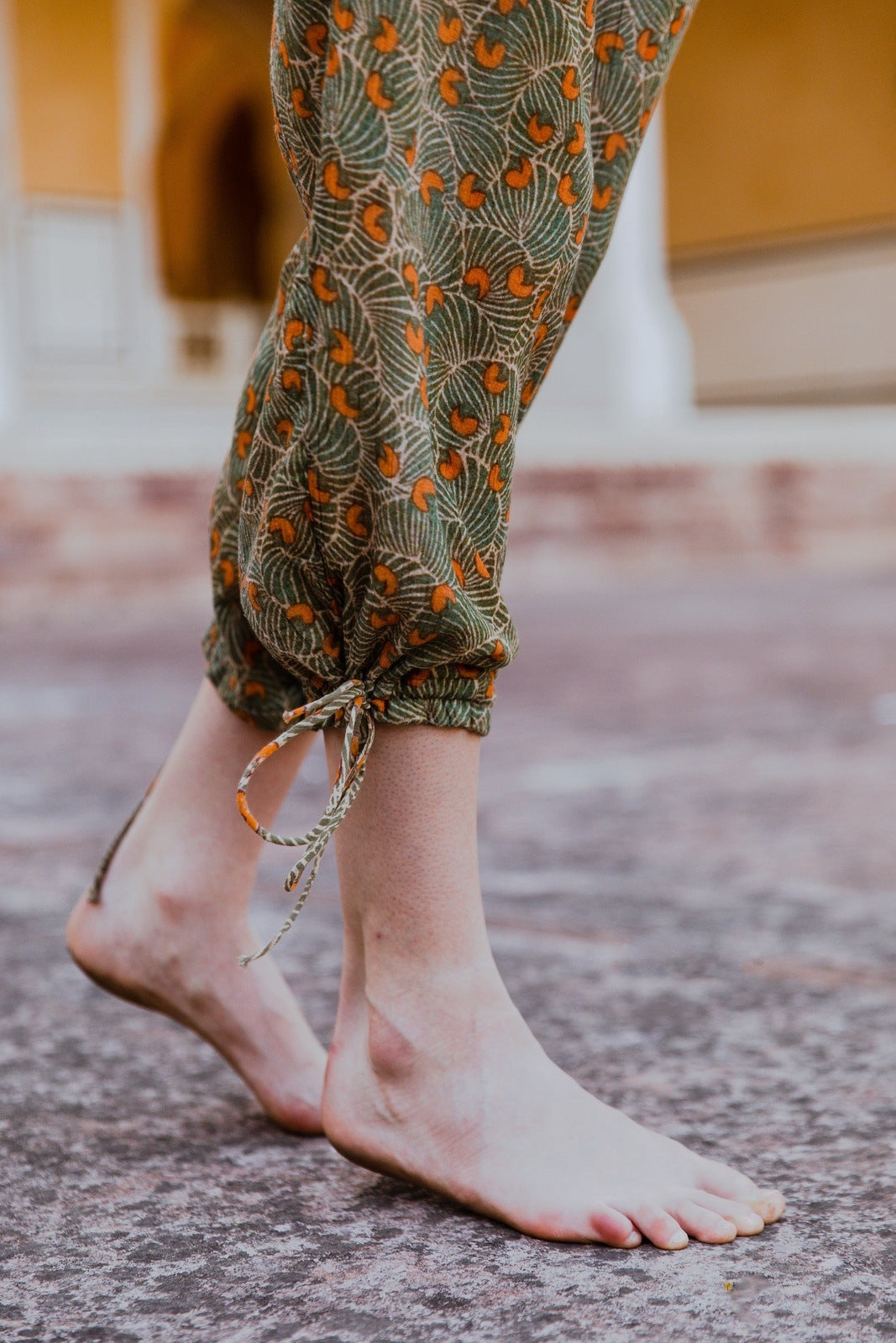 Hand-Printed Simané Jumpsuit (Safari Green)