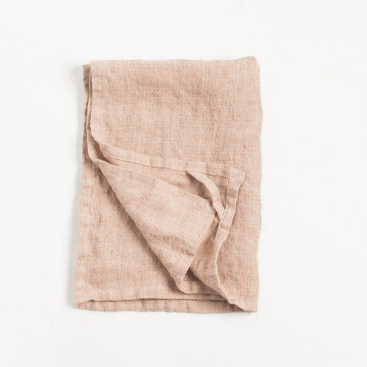 Stone Washed Linen Tea Towel - Blush