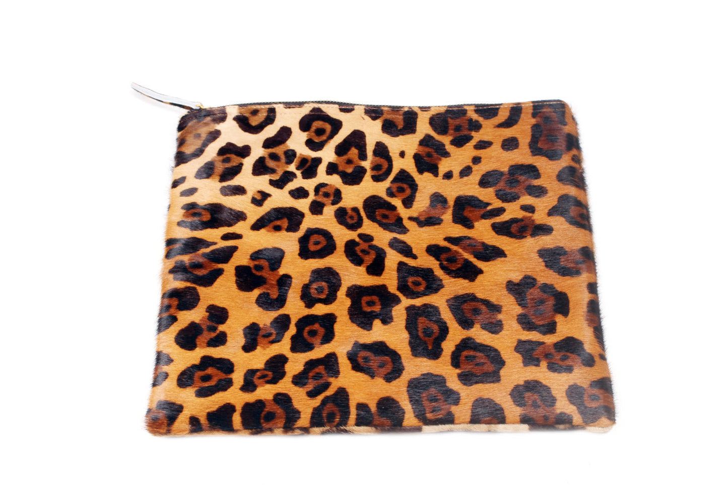 Leopard Leather Fold over Clutch