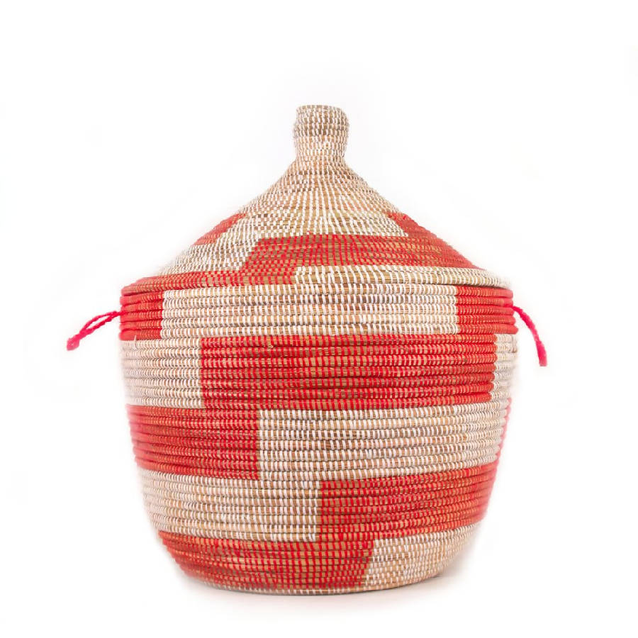 Low Storage Basket - Red Stripe