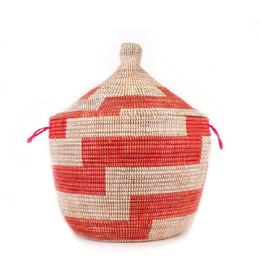 Low Storage Basket - Red Stripe